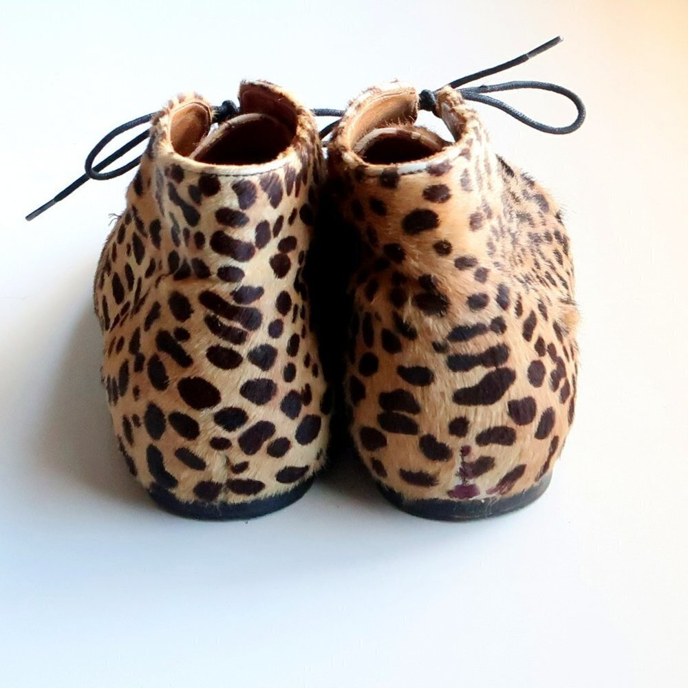 Isabel Marant Etoile Leopard Cheetah Calf Hair Lace-up Ankle Boots Booties 7.5 - Picture 6 of 16
